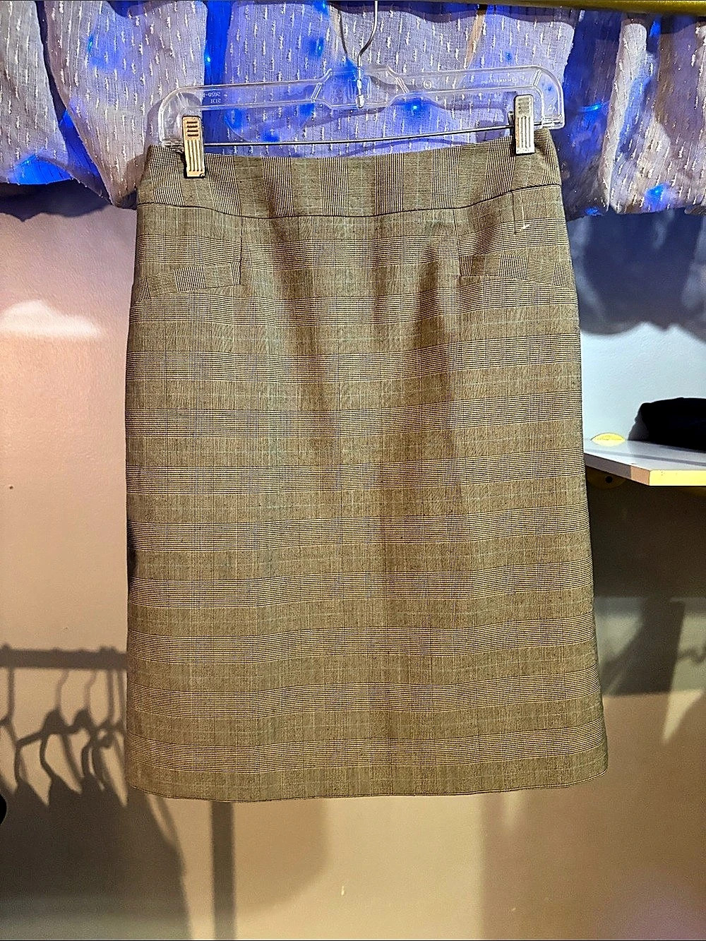 Banana Republic Plaid Pencil Skirt Brown & Gray Size 6